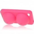 Super Sexy Silicone macio iBoobies Stand & Case para iPhone 4 - Deep Pink