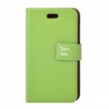 Elegante protetor PU Table Talk Flip caso de couro para iPhone 4 - verde escuro