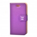 Elegante protetor PU couro Table Talk Flip Case para iPhone 4 - roxo