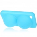 Super Sexy Silicone macio iBoobies Stand & Case para iPhone 4 - azul