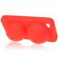 Super Sexy Silicone macio iBoobies Stand & Case para iPhone 4 - vermelho