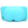 Criativo Sexy quadris estilo Soft Silicone Stand titular volta caso protetor para iPhone 4 - azul claro