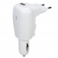 Carro/AC carregador USB com adaptadores para iPhone & Samsung P1000 - branco