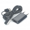 Adaptador de energia CA + Kit de cabo de dados/carregamento USB para iPod/iPhone 3GS/4 - preto