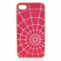 Elegante Spider Web estilo volta caso protetor para iPhone 4/4S - vermelho