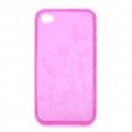 Borboleta e flor Pattern Crystal TPU volta caso protetor para iPhone 4 / 4S - Pink