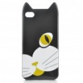 Bonito Cartoon gato estilo TPU caixa protectora com o protetor do protetor de tela para iPhone 4/4S - preto