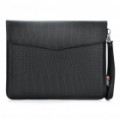 Protetora crocodilo Grain padrão PU caso saco de couro para iPad 2 - preta