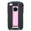 Esportes protetor Soft Silicone com Carabiner Clip para iPhone 4/4S - Pink + preto