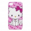 Cartoon gato padrão plástico caso protetor para iPhone 4/4S - branco + Rosa