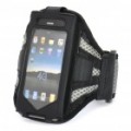 Esportes ginásio braço banda Nylon malha Case para iPhone 4 - preto + cinza