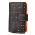 Protetor PU couro Wallet Case para iPhone 3G / 4 / 4S / Samsung i9000 / i9100 - preto + laranja