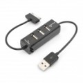 HUB de 3 portas USB 2.0 para iPhone carregador - preto