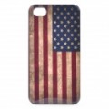 Elegante americana sinalizador padrão de proteção cobrir Case para iPhone 4 - vermelho + azul