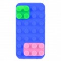 Bloqueia estilo Silicone volta caso protetor para iPhone 4 / 4S - azul + rosa + verde