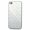 Substituição à moda Louis Vuitton logotipo padrão de Metal bateria volta caso cobrir para iPhone 4 - prata