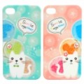 Cute amante gato PC caso protetor para iPhone 4 (par)