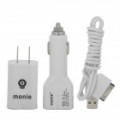 Dual USB Car Charger + adaptador de energia CA c / cabo de carregamento USB para o iPhone - branco