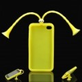 Bonito gafanhoto Silicone volta caso protetor com antenas de xícara de sucção para iPhone 4 / 4S - amarelo