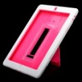 Plástico protetora + capa de silicone com suporte Stand para iPad 2 - rosa + branco