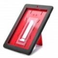 Plástico protetora + capa de silicone com suporte Stand para iPad 2 - vermelho + preto