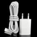 AC Power carregador com cabo USB Data de carregamento para iPhone 4 / 4S - branco (110 ~ 240V AC)