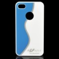 Simples s padrão PC voltar caso protetor para iPhone 4 / 4S - branco + azul