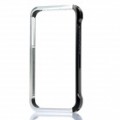 Ergonómico protetora Bumper alumínio Alloy Frame com / volta Sticker para iPhone 4 / 4S - prata + preto