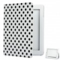 Protetora Polka Dot padrão PU couro Case para o novo iPad - branco + preto