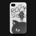 ROCK Mr. Rock padrão Cool PC caso protetor para iPhone 4 / 4S - branco + preto