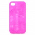 Anaglyph Castelo estilo Silicone caso protetor para iPhone 4 / 4S - Deep Pink