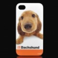 Bonito Dachshund filhote padrão plástico volta caso protetor para iPhone 4 / 4S - branco