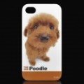 Bonito Poodle Puppy padrão plástico volta caso protetor para iPhone 4 / 4S - branco