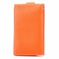 Carteira estilo protetora Case saco de couro para iPhone 4 / 4S / 3GS - laranja