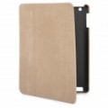 PU couro cobrir PC volta caixa protectora com capa inteligente para iPad novo - Brown