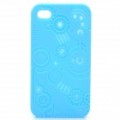 Protetora Anaglyph Gear imagem estilo de silicone com protetor de tela para iPhone 4 / 4S - Blue