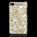 Elegante acrílico diamante plástico volta caso protetor para iPod Touch 4 - ouro + branco