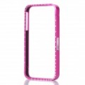 Protetor Bumper quadro com imitação de diamantes para o iPhone 4 / 4S - Deep Pink