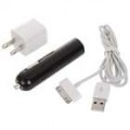 3-em-1 USB Power Adapter + USB Data & Charging Cable + carregador de carro para iPhone 3G/3GS