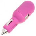 Exclusivo carro cigarro Powered Dual USB adaptador/carregador para iPhone 4/3 3G/3GS - Pink (12V)