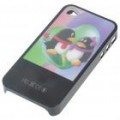 Backside chamador sinal piscando caso protetor para iPhone 4 - Tencent QQ (1 * CR2016)