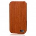 Elegante madeira estilo protetor PU couro Case para o iPhone 4 - Brown