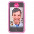 Elegante Bumper Frame cobrir caso protetor para iPhone 4 - Pink + transparente