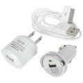 Adaptadores de energia AC/carro + USB & Charging Cable carregador de conjunto de dados para iPad/iPhone - branco (110 ~ 240V)