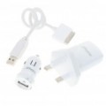 Adaptadores de energia AC/carro + cabo USB para iPod/iPhone 3GS/4 - branco