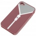 ZIP padrão Soft Silicone volta caso protetor com pano de limpeza para iPhone 4 - marrom + cinza