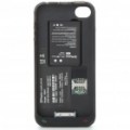 Dual SIM Card Dual Standby conversor caso com 800mAh bateria para iPhone 4 - preto