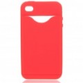 Criativo Silicone volta caso protetor c / Slot de cartão para iPhone 4 - vermelho