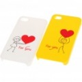 Romantic Lovers caso protetor para iPhone 4 - amarelo + branco (2 pedaço Pack)