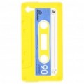 Exclusivo Retro Cassette Tape silício caso protetor para iPhone 4 - amarelo